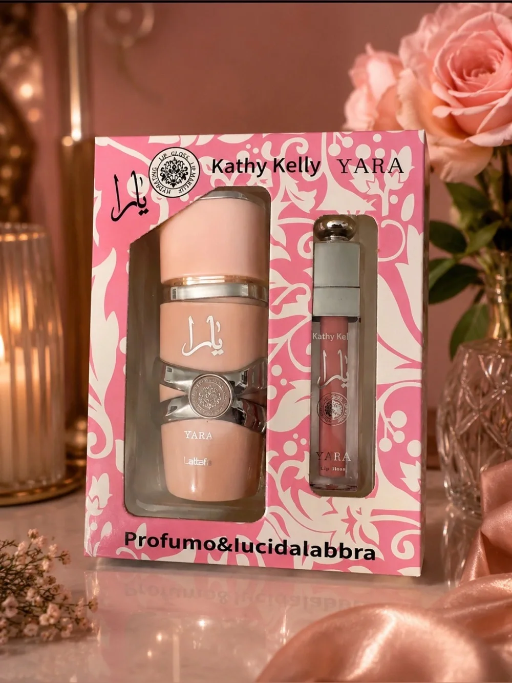YARA Oil Based OG Pink Fragrence & Lip Gloss Set